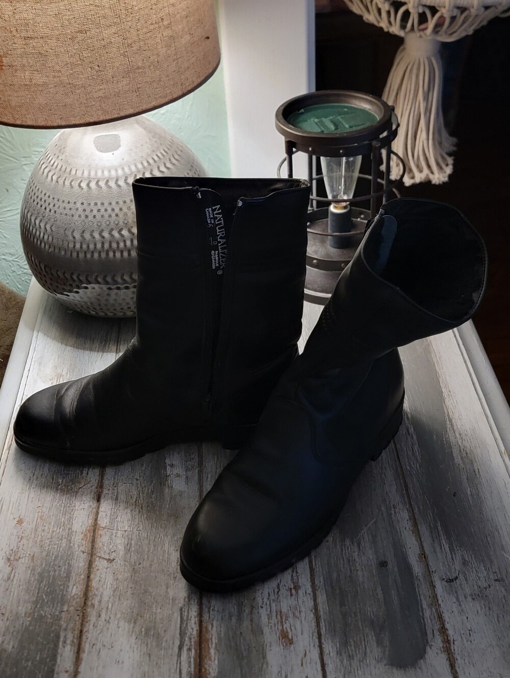 Naturalizer Black Womens Leather Mid-calf Zip Boots